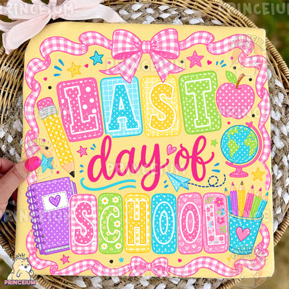 Last Day of School Sublimation Design PNG Teacher Gingham Bow Digital Download NEW26