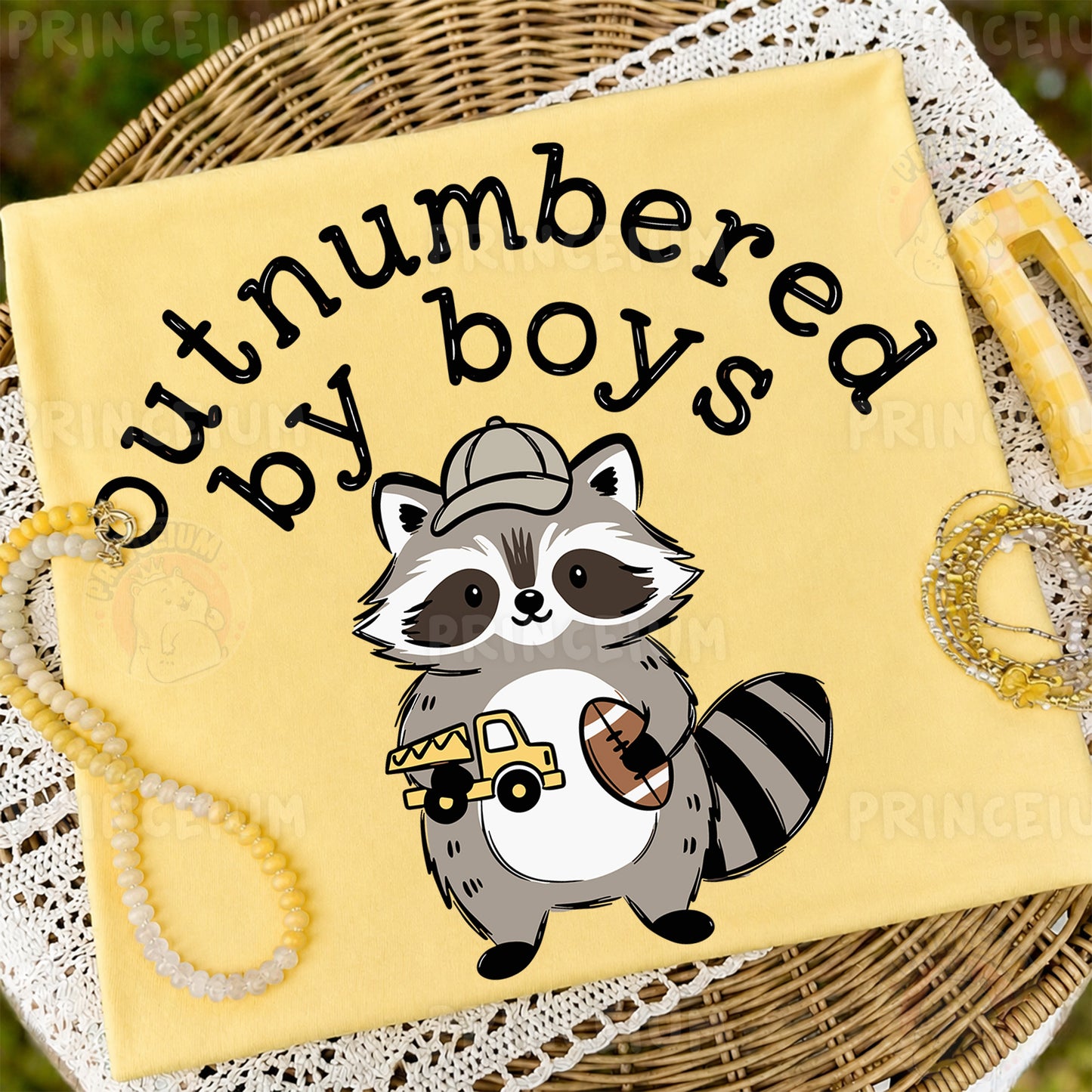 Outnumbered By Boys Sublimation Design PNG | Cute Raccoon Boy Mom Digital Download