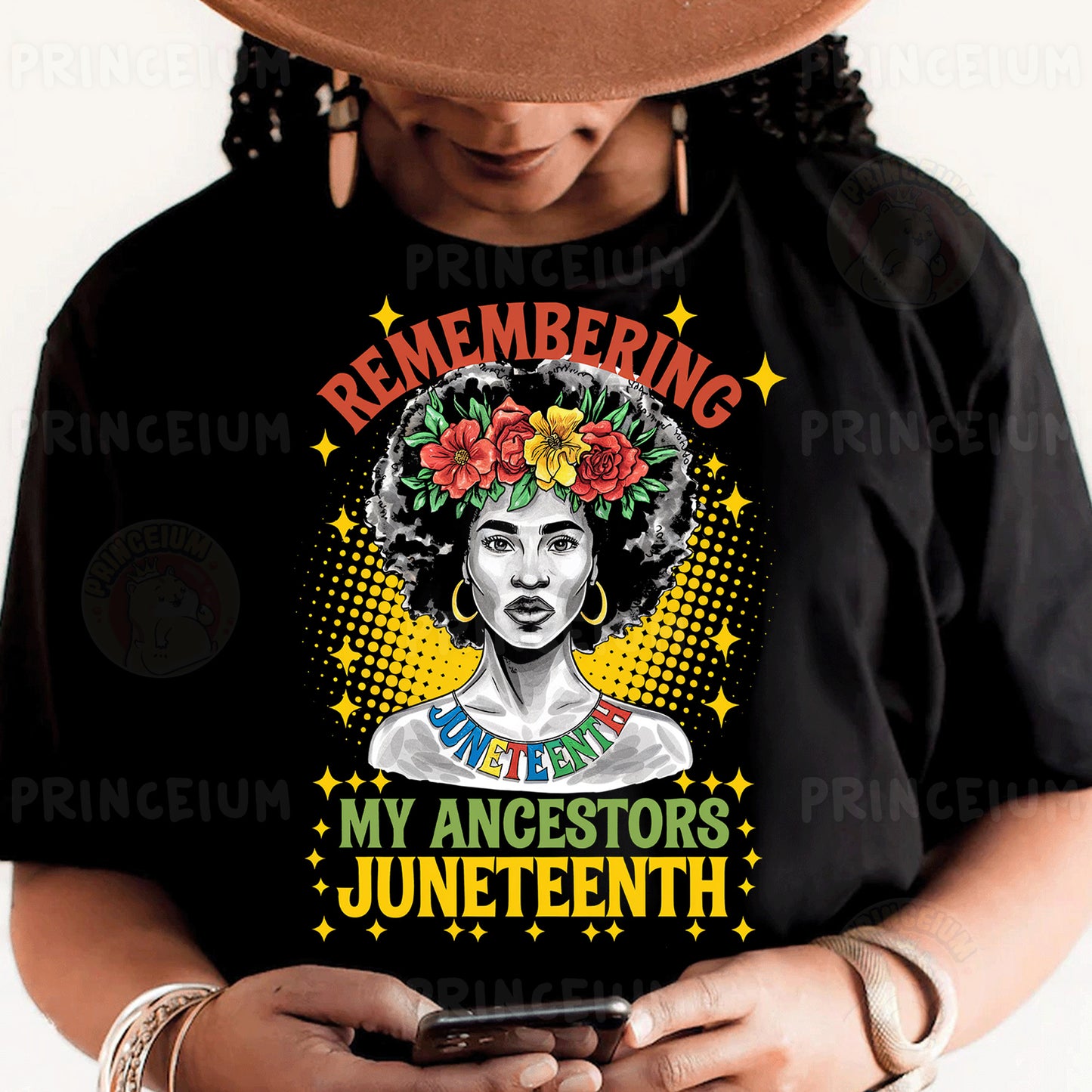 a woman wearing a black t - shirt that says, i'm not a