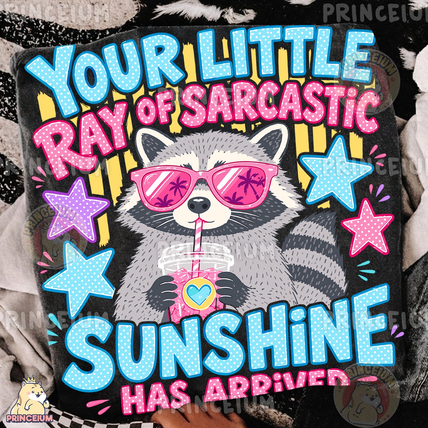 Your Little Ray of Sarcastic Sunshine Sublimation Design PNG Raccoon Digital Download NEW26