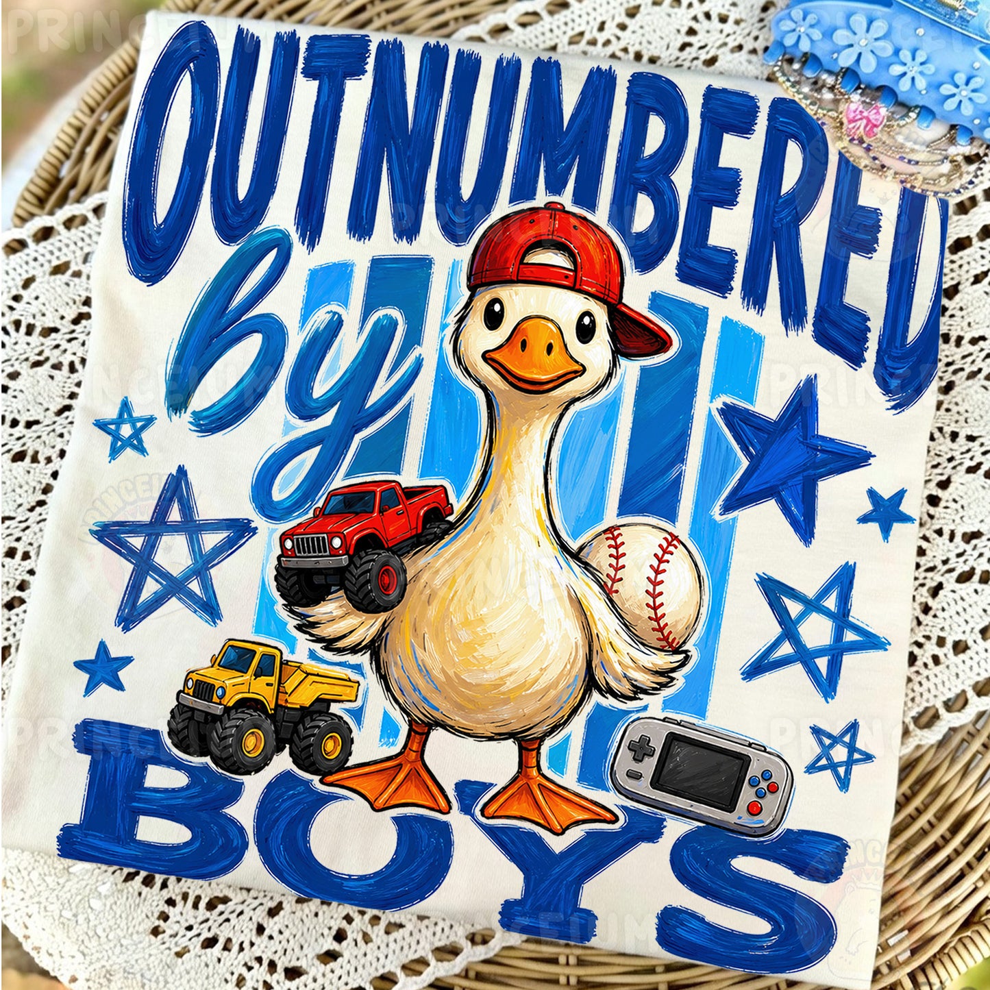 Outnumbered By Boys Sublimation Design PNG | Duck Boy Mom Digital Download