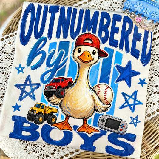 Outnumbered By Boys Sublimation Design PNG | Duck Boy Mom Digital Download