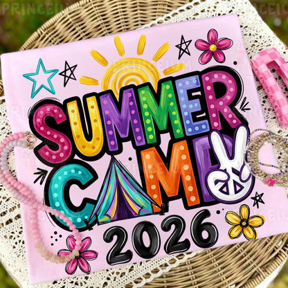 Summer Camp 2026 Sublimation Design PNG  Colorful Retro Summer Camp Digital Download