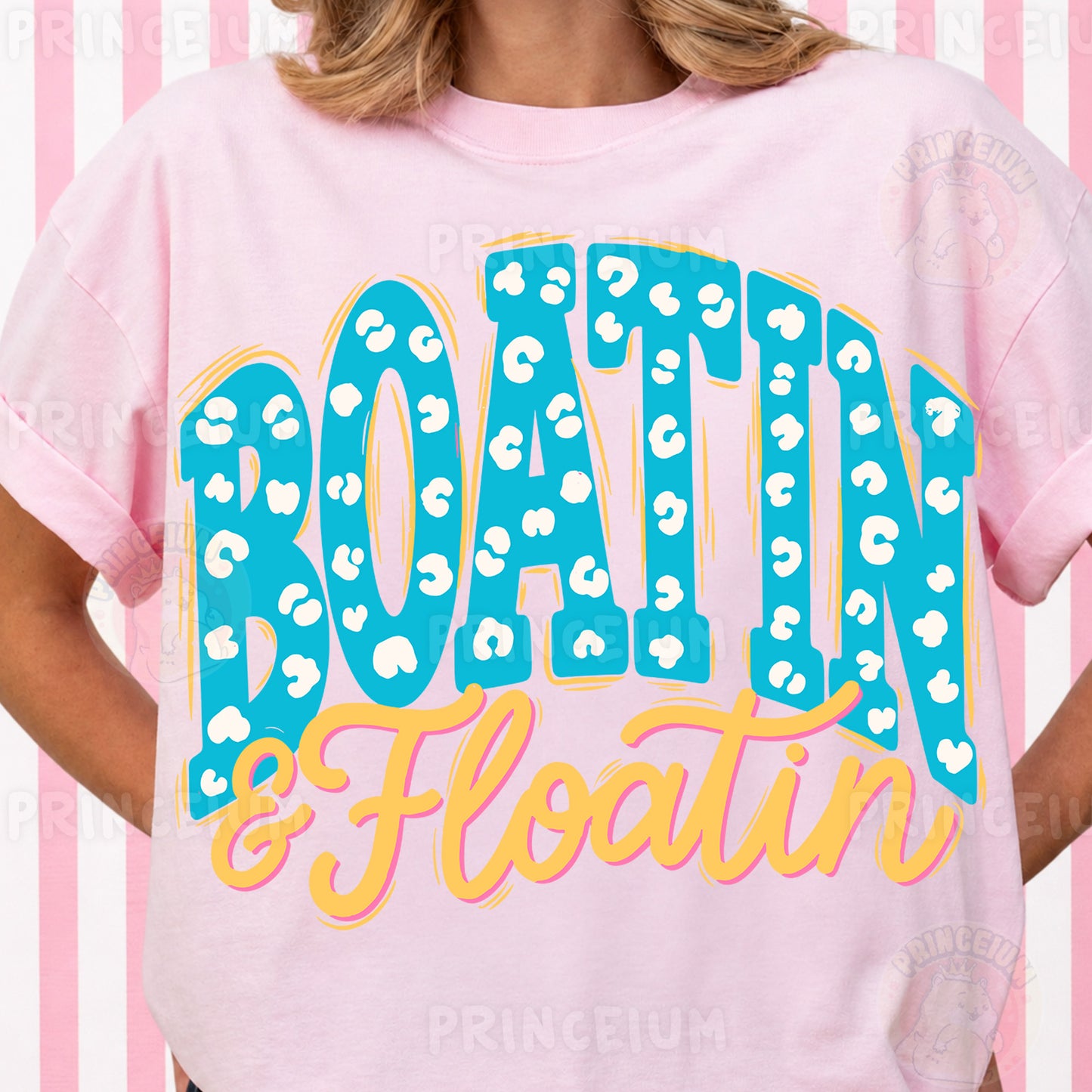 Boatin & Floatin Sublimation Design PNG | Leopard Print Lake Life Digital Download