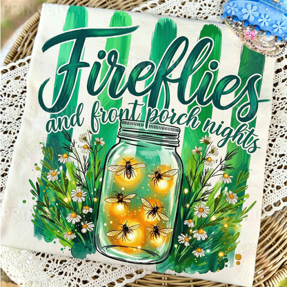 Fireflies and Front Porch Nights PNG, Country Summer Shirt Design, Rustic Mason Jar Sublimation