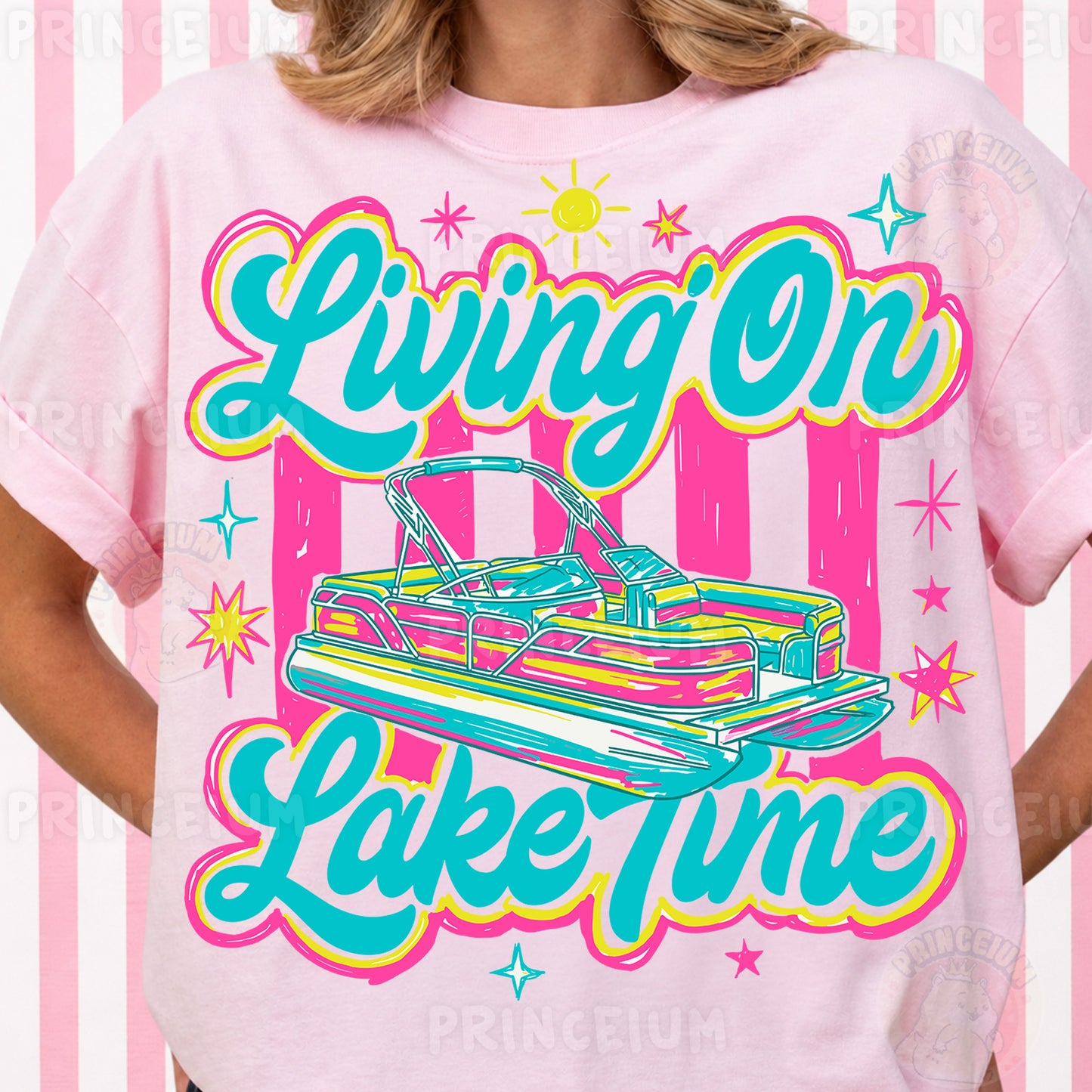 Living On Lake Time Sublimation Design PNG | Pontoon Boat Lake Life Digital Download