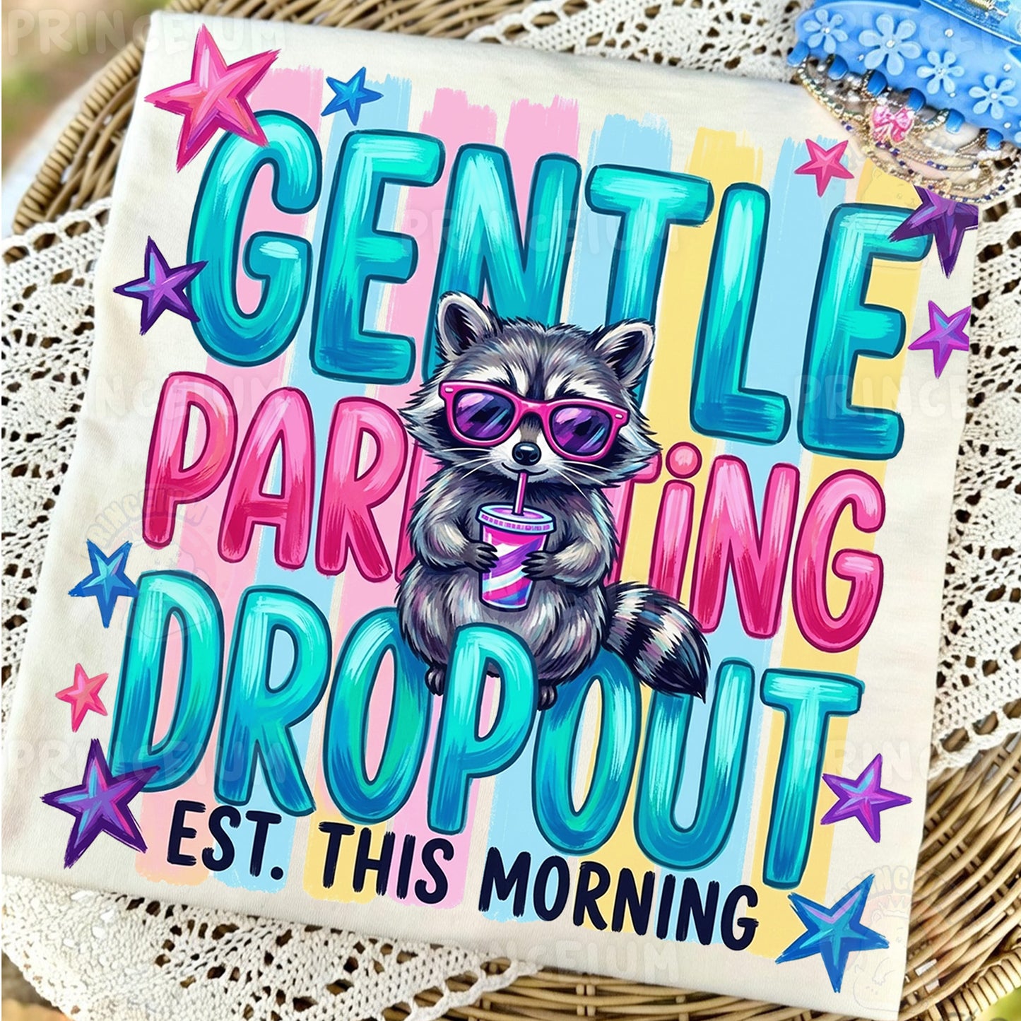 Gentle Parenting Dropout Est. This Morning Sublimation Design PNG | Funny Raccoon Digital Download