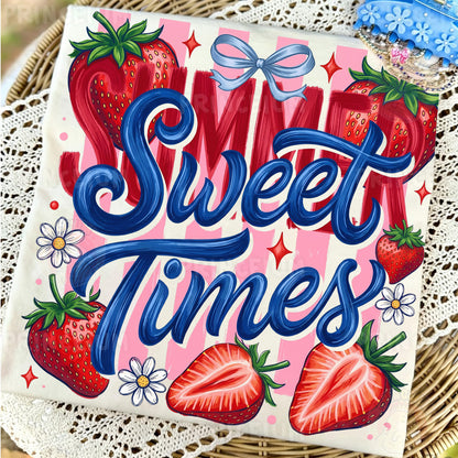 Sweet Summer Times PNG, Strawberry Summer Shirt Design, Cute Coquette Sublimation Graphic