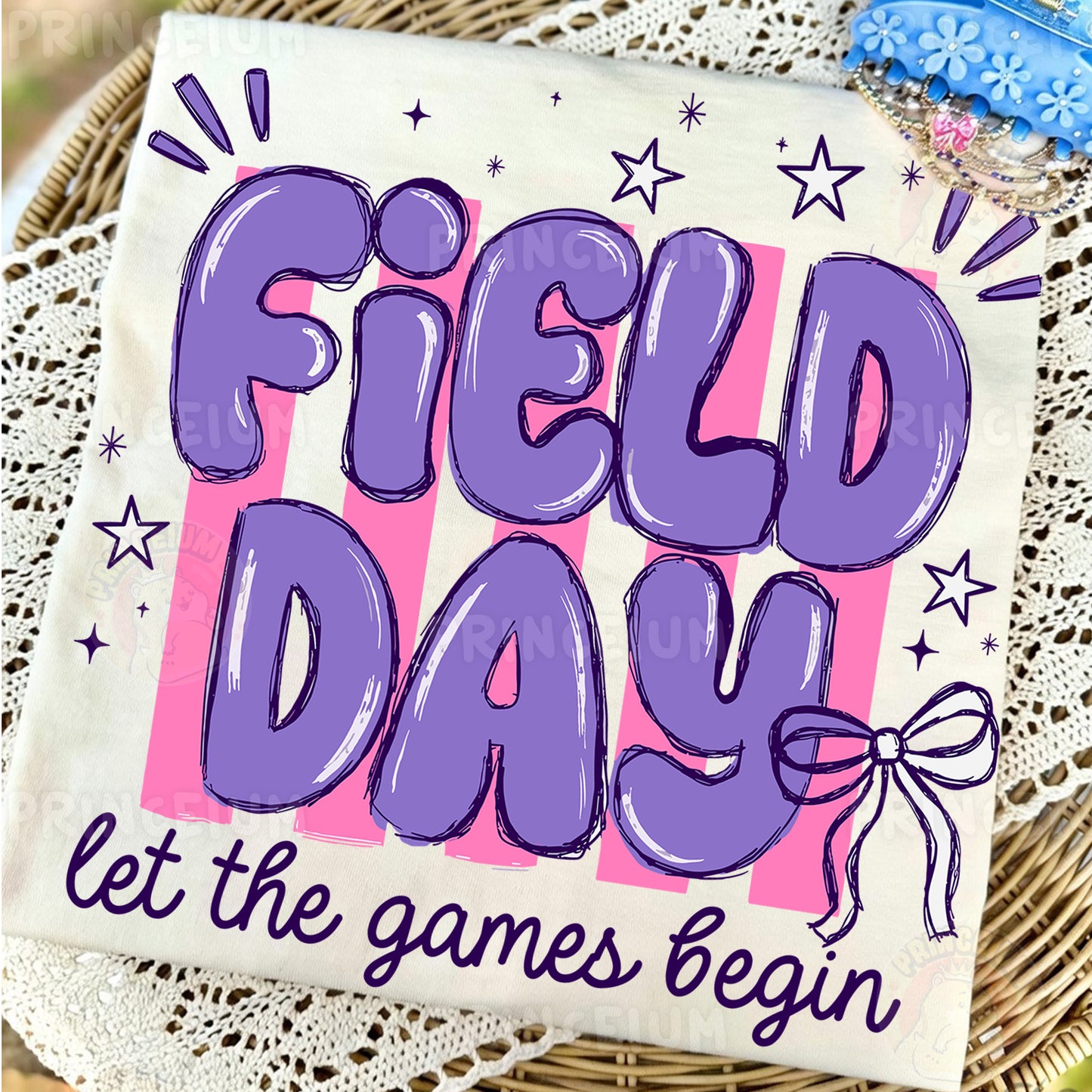 Field Day Let The Games Begin Sublimation Design PNG | Purple Bow School Field Day Digital Download