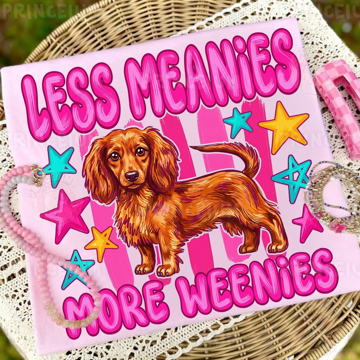 Less Meanies More Weenies Sublimation Design PNG  Dachshund Dog Digital Download