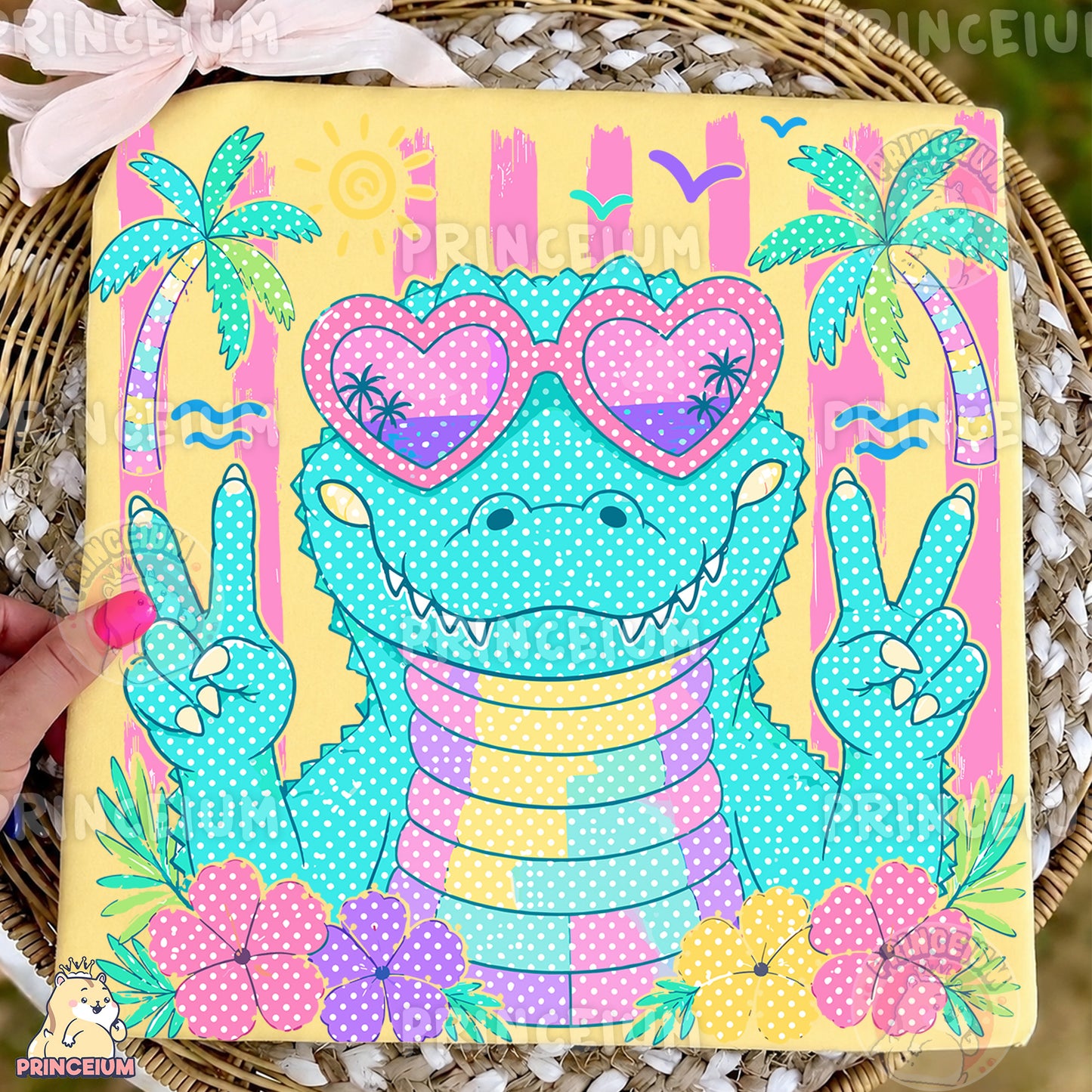 Cool Alligator Peace Sign Sublimation Design PNG Tropical Summer Digital Download NEW26