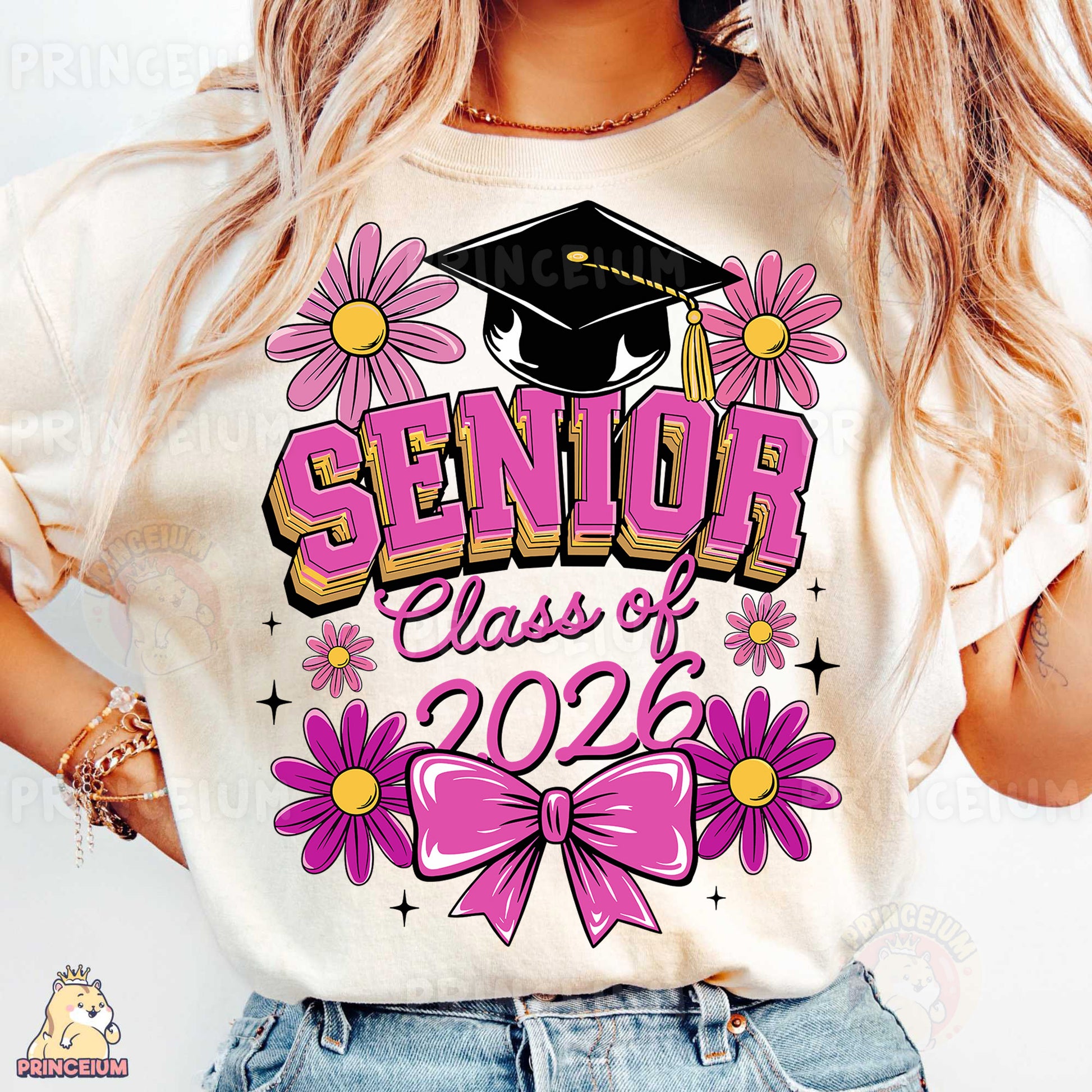 a woman wearing a t - shirt that says senior class of 2013