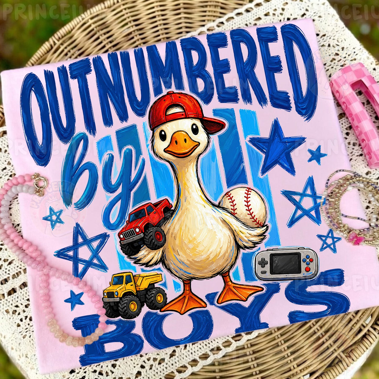 Outnumbered By Boys Sublimation Design PNG | Duck Boy Mom Digital Download