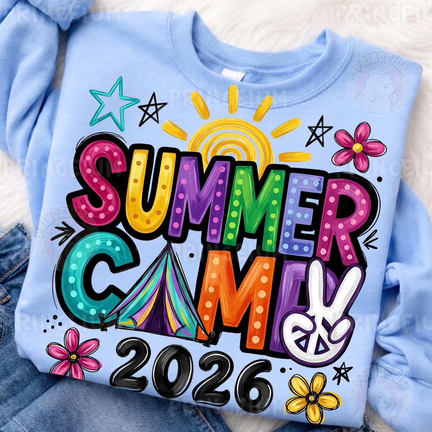 Summer Camp 2026 Sublimation Design PNG  Colorful Retro Summer Camp Digital Download