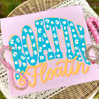 Boatin & Floatin Sublimation Design PNG | Leopard Print Lake Life Digital Download