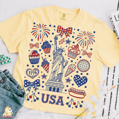 a t - shirt with the statue of liberty on it
