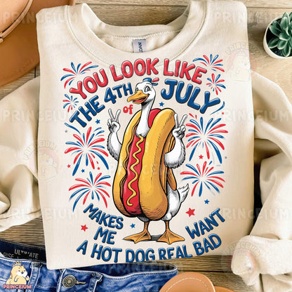 a t - shirt with a hot dog on it that says you look like the