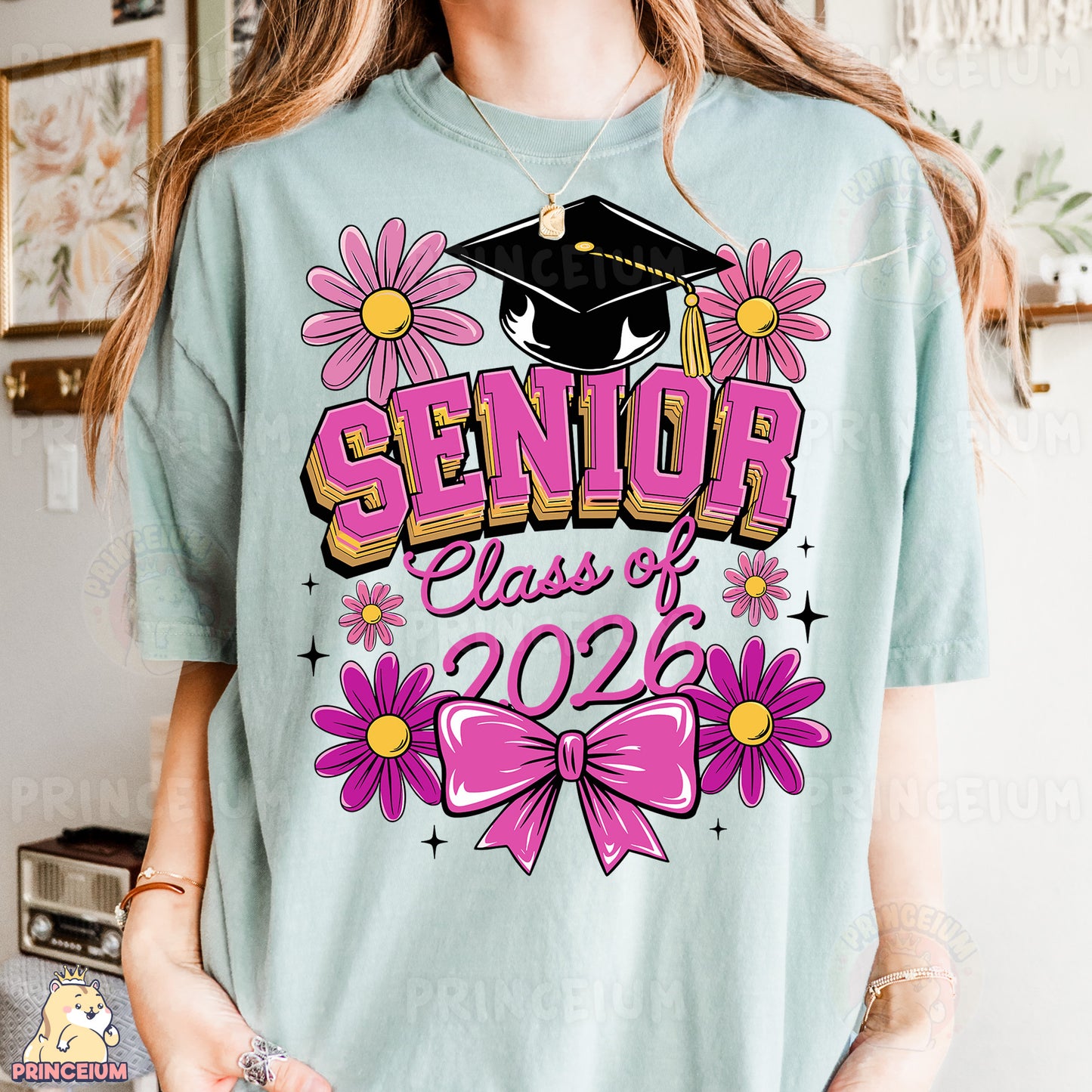 a girl wearing a t - shirt that says senior class of 2012