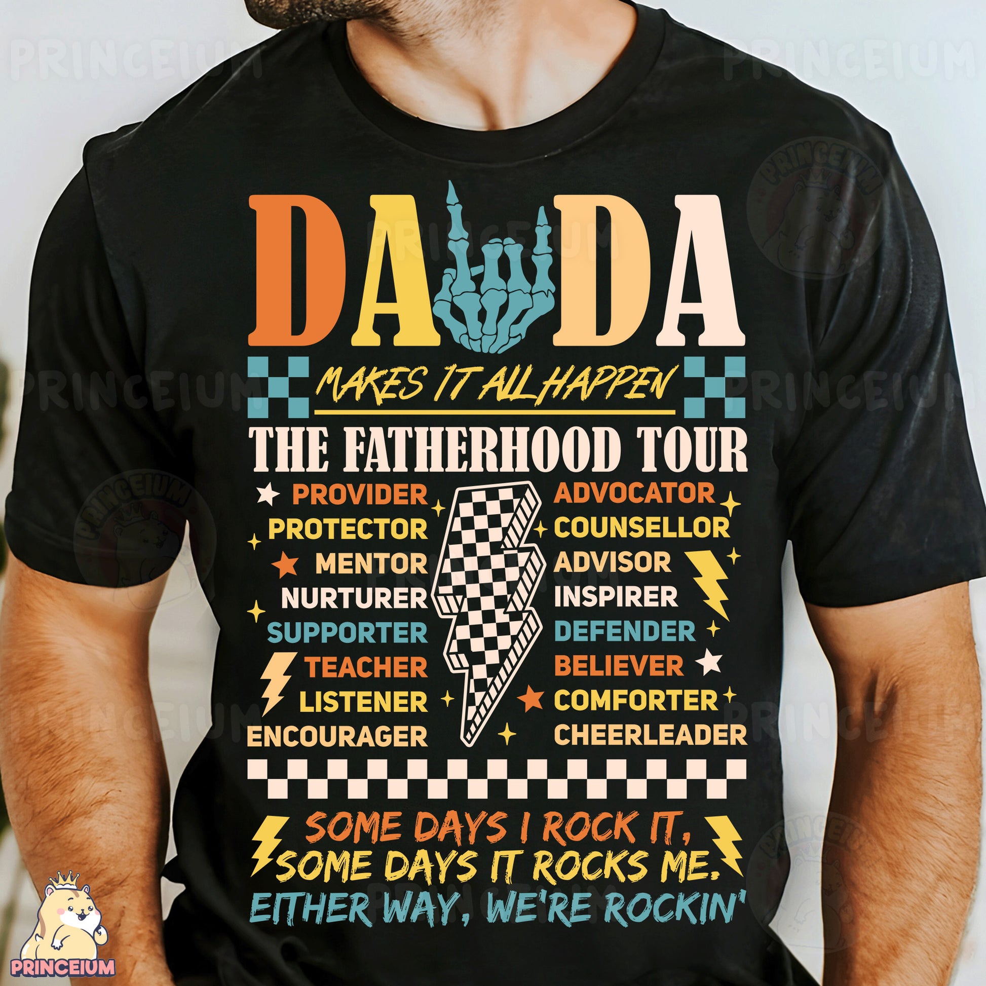 a man wearing a black dada t - shirt