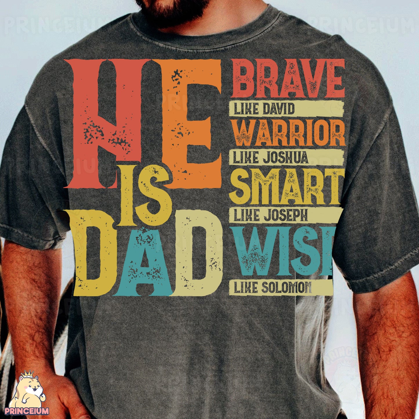 a man with a beard wearing a t - shirt that says he is a dad