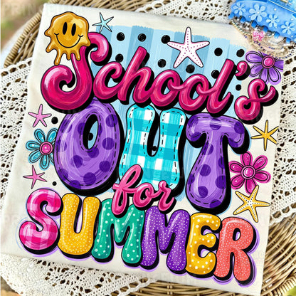 School’s Out For Summer PNG, Summer Vacation Shirt Design, Retro Teacher Sublimation