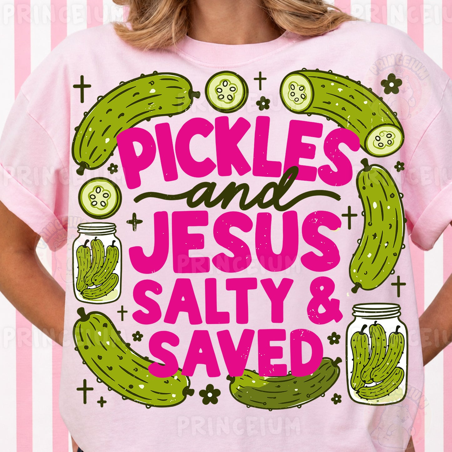 Pickles and Jesus Salty & Saved Sublimation Design PNG Funny Christian Digital Download