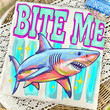 Bite Me Shark PNG, Funny Summer Beach Shirt Design, Shark Sublimation Graphic