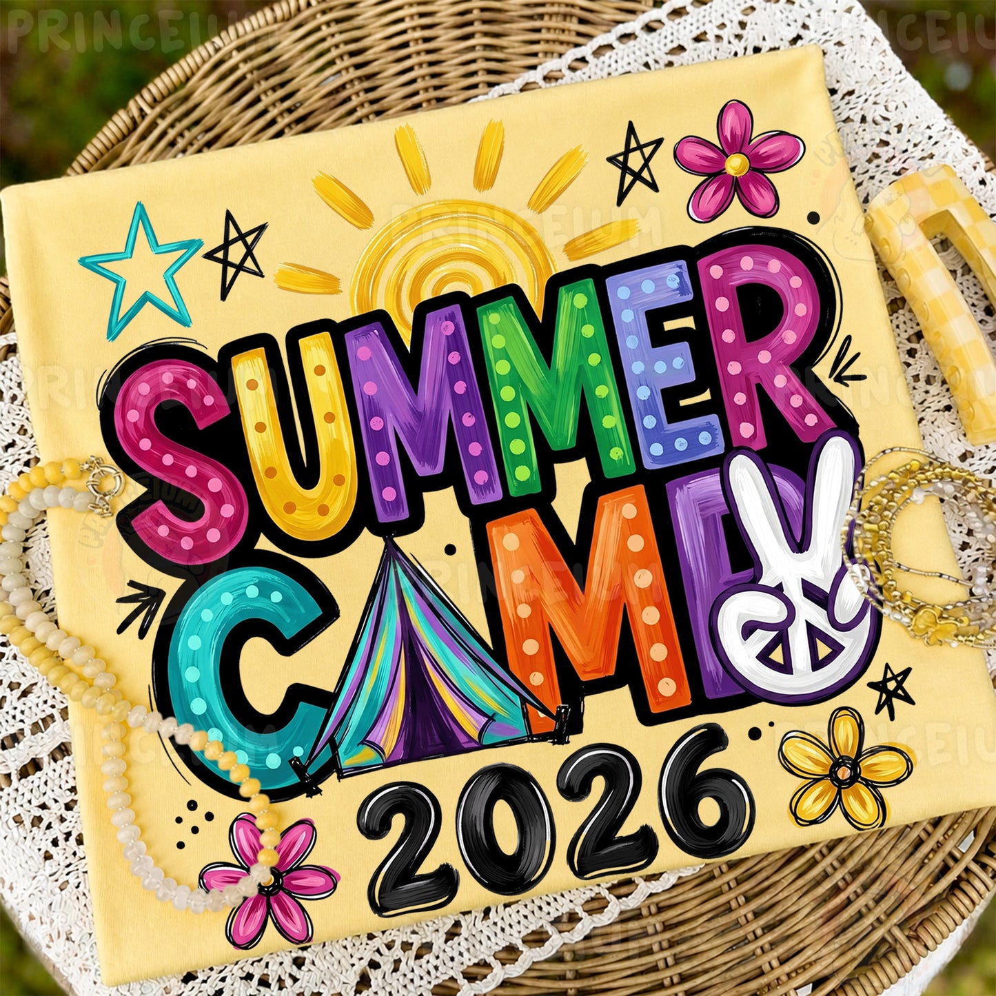 Summer Camp 2026 Sublimation Design PNG  Colorful Retro Summer Camp Digital Download