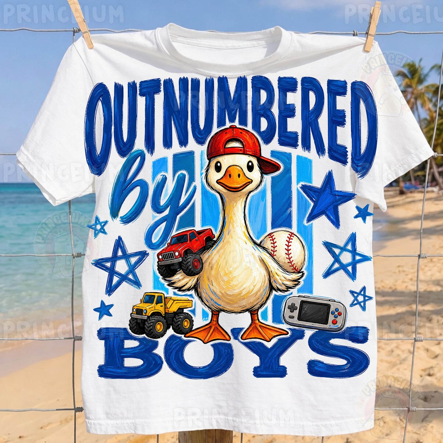 Outnumbered By Boys Sublimation Design PNG | Duck Boy Mom Digital Download