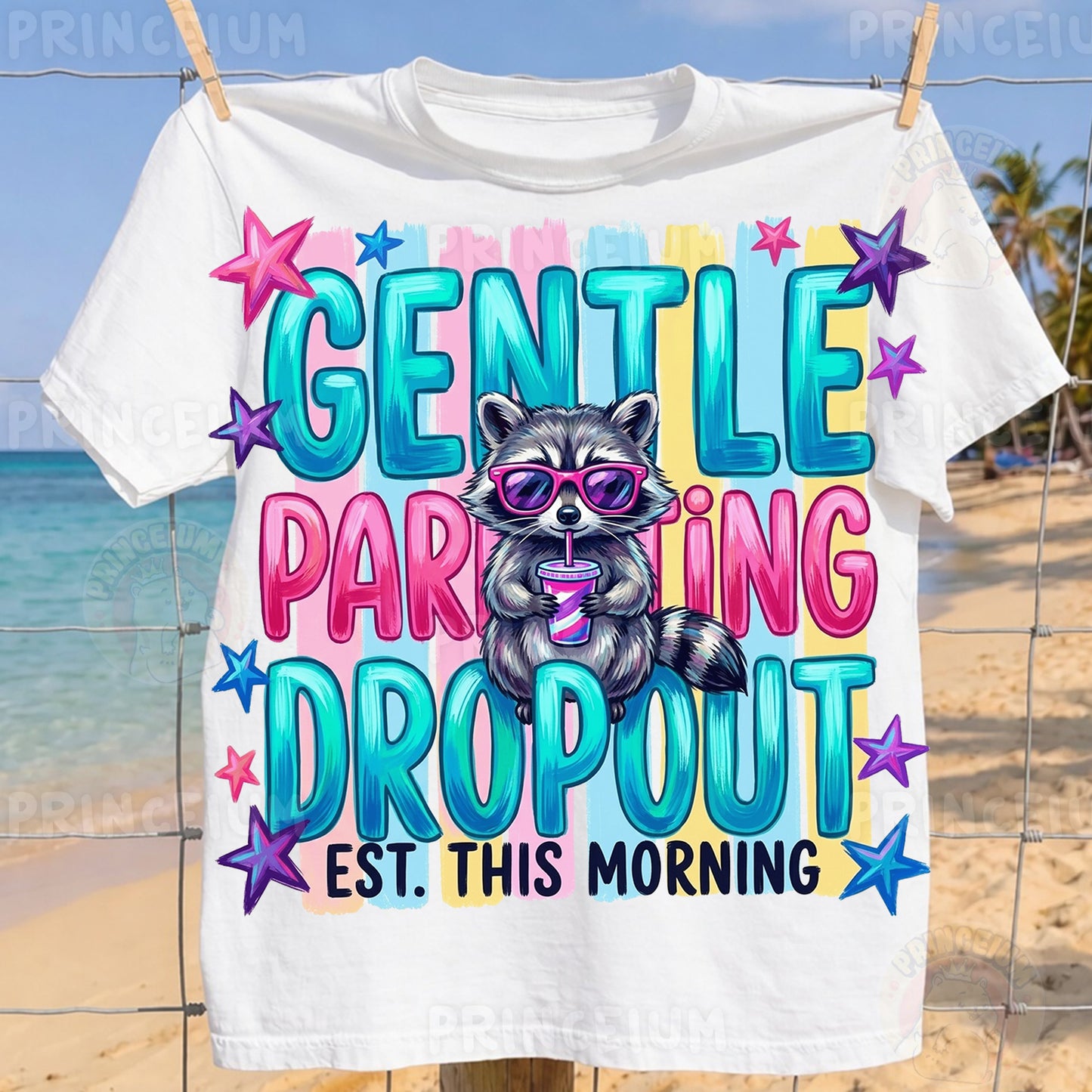 Gentle Parenting Dropout Est. This Morning Sublimation Design PNG | Funny Raccoon Digital Download