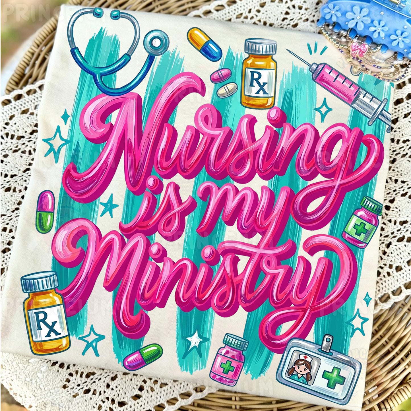 Nursing Is My Ministry PNG, Cute Nurse Shirt Design, Medical Worker Graphic, Nurse Sublimation