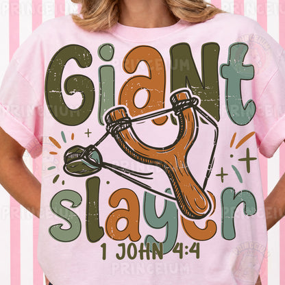 Giant Slayer Sublimation Design PNG | Christian Slingshot 1 John 4:4 Digital Download