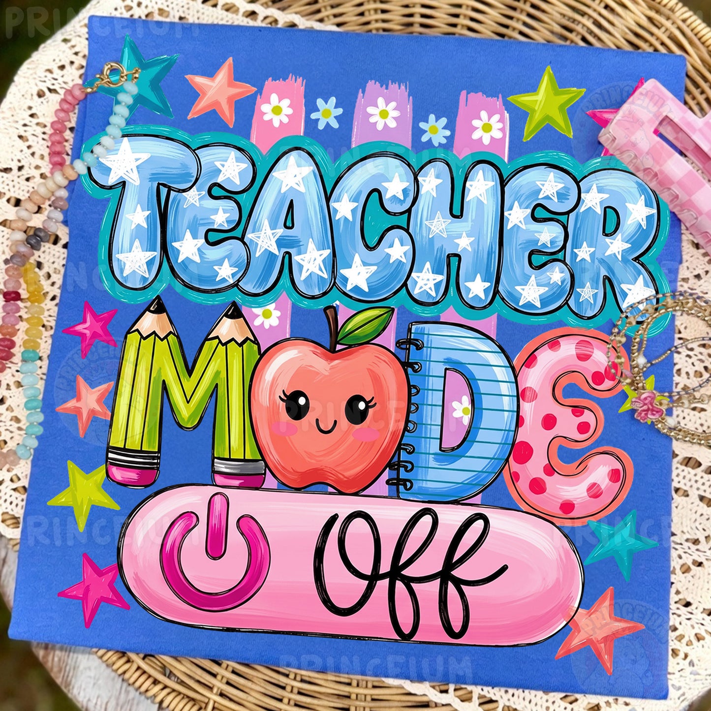 Teacher Mode On PNG, Cute Teacher Shirt Design, Back To School Graphic, Preppy Teacher Sublimation