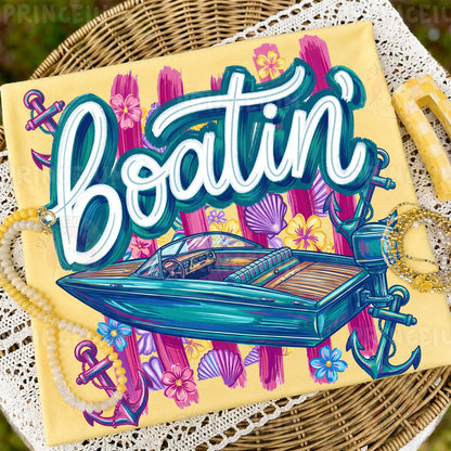 Boatin’ Sublimation Design PNG | Nautical Boat Summer Digital Download