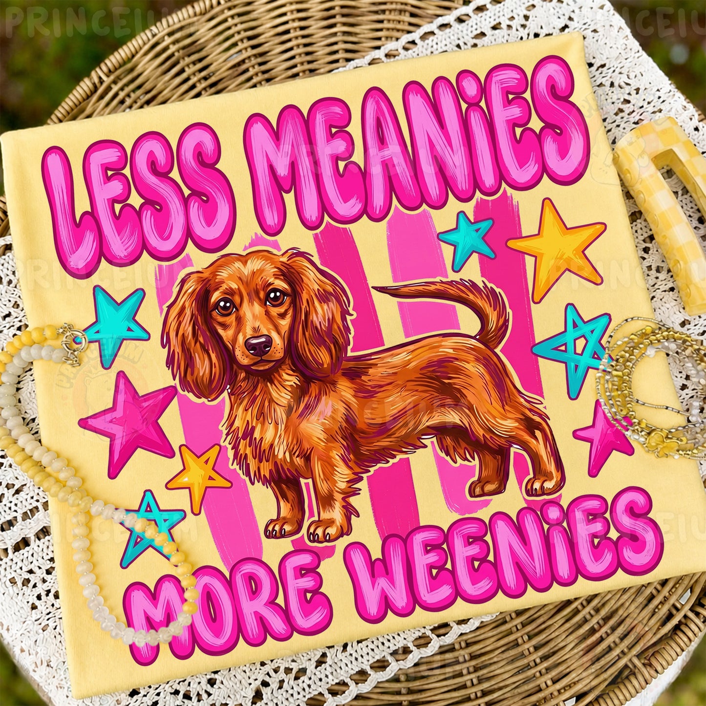 Less Meanies More Weenies Sublimation Design PNG  Dachshund Dog Digital Download
