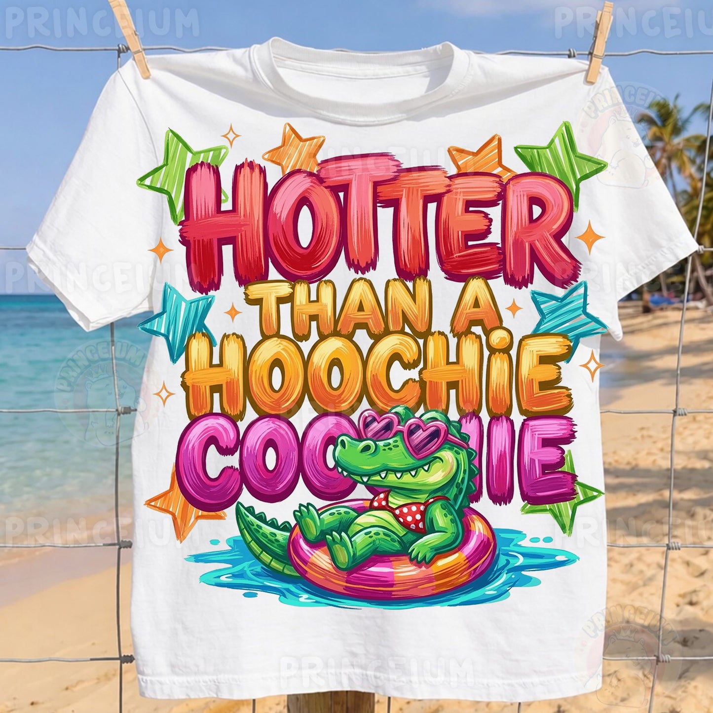 Hotter Than A Hoochie Coochie Sublimation Design PNG | Funny Alligator Pool Float Digital Download