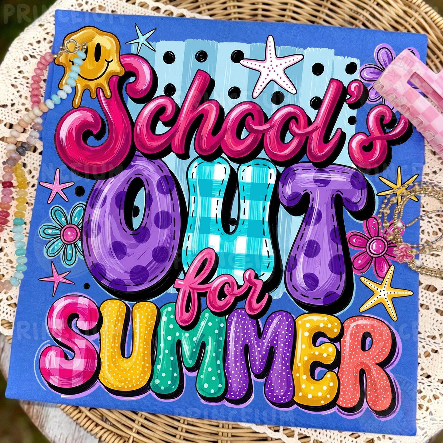 School’s Out For Summer PNG, Summer Vacation Shirt Design, Retro Teacher Sublimation