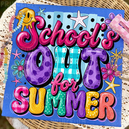 School’s Out For Summer PNG, Summer Vacation Shirt Design, Retro Teacher Sublimation