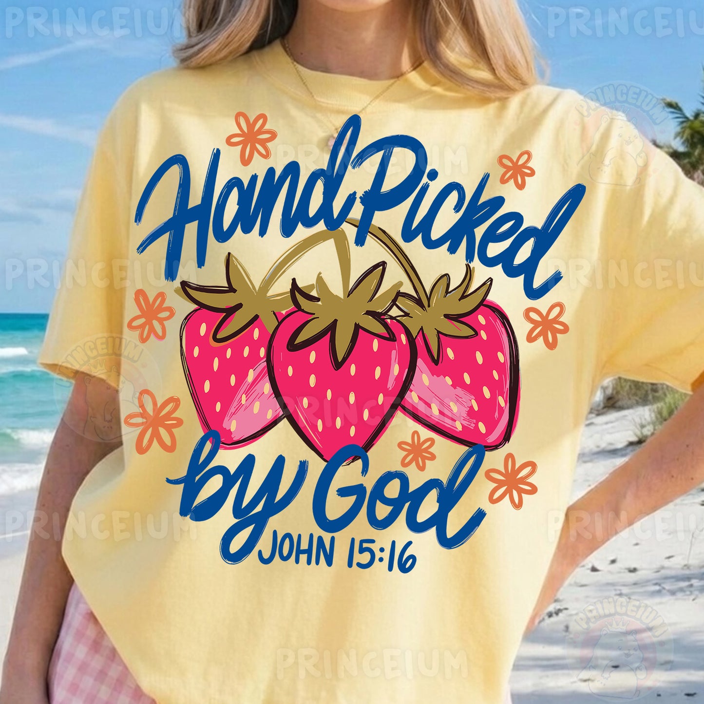 Hand Picked By God Sublimation Design PNG Strawberry Christian John 15:16 Digital Download