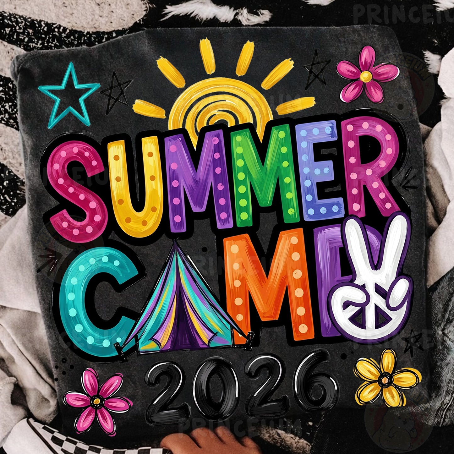 Summer Camp 2026 Sublimation Design PNG  Colorful Retro Summer Camp Digital Download