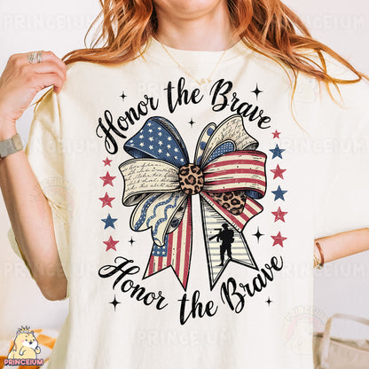 a woman wearing a t - shirt with a bow on it