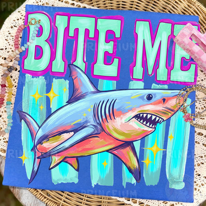 Bite Me Shark PNG, Funny Summer Beach Shirt Design, Shark Sublimation Graphic