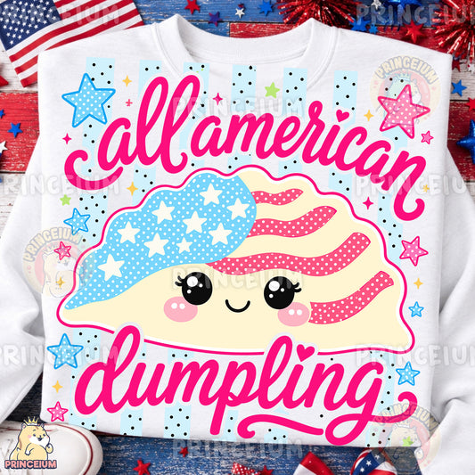 All American Dumpling PNG, Cute Patriotic Dumpling Shirt Design, Funny 4th of July Sublimation