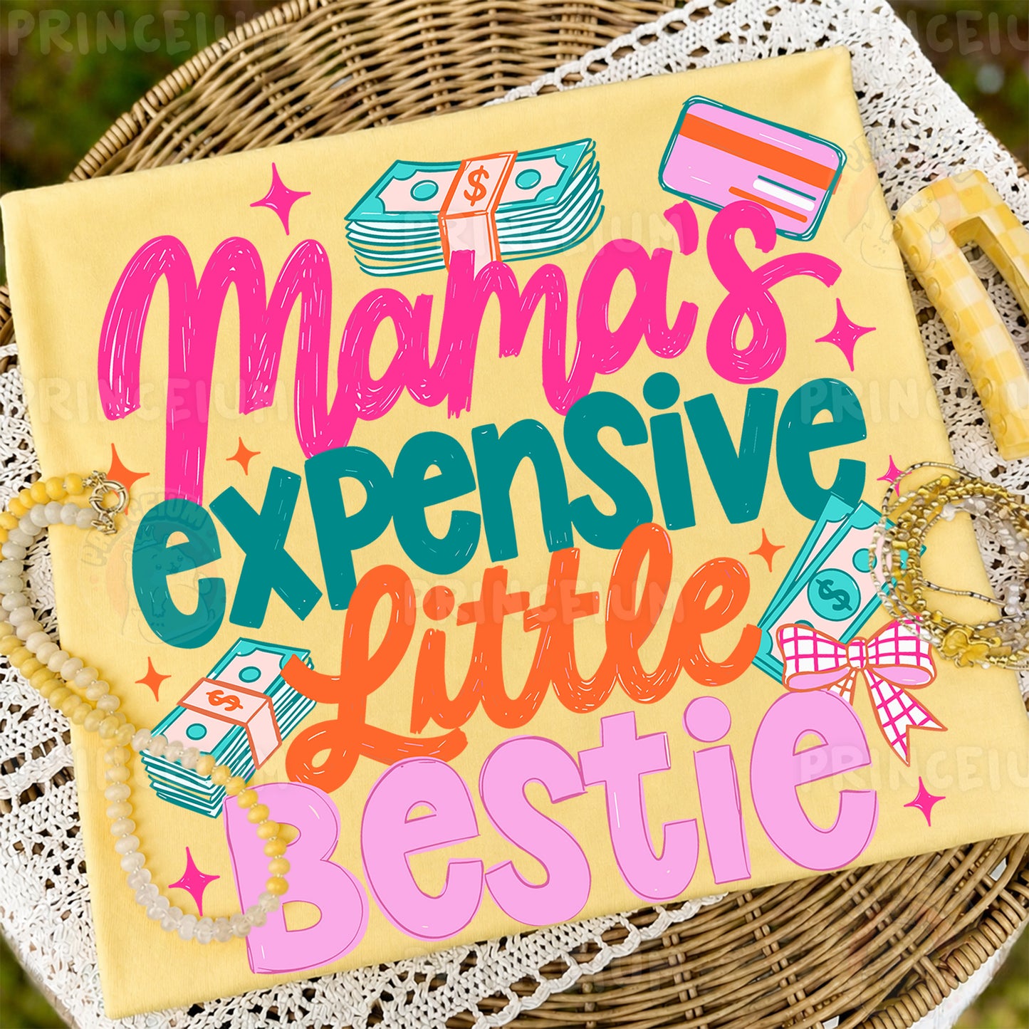 Mama's Expensive Little Bestie Sublimation Design PNG | Funny Money Mom Digital Download