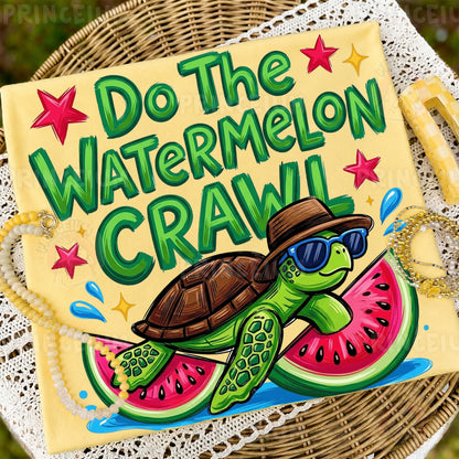 Do The Watermelon Crawl Sublimation Design PNG Turtle Watermelon Summer Digital Download