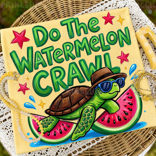 Do The Watermelon Crawl Sublimation Design PNG Turtle Watermelon Summer Digital Download