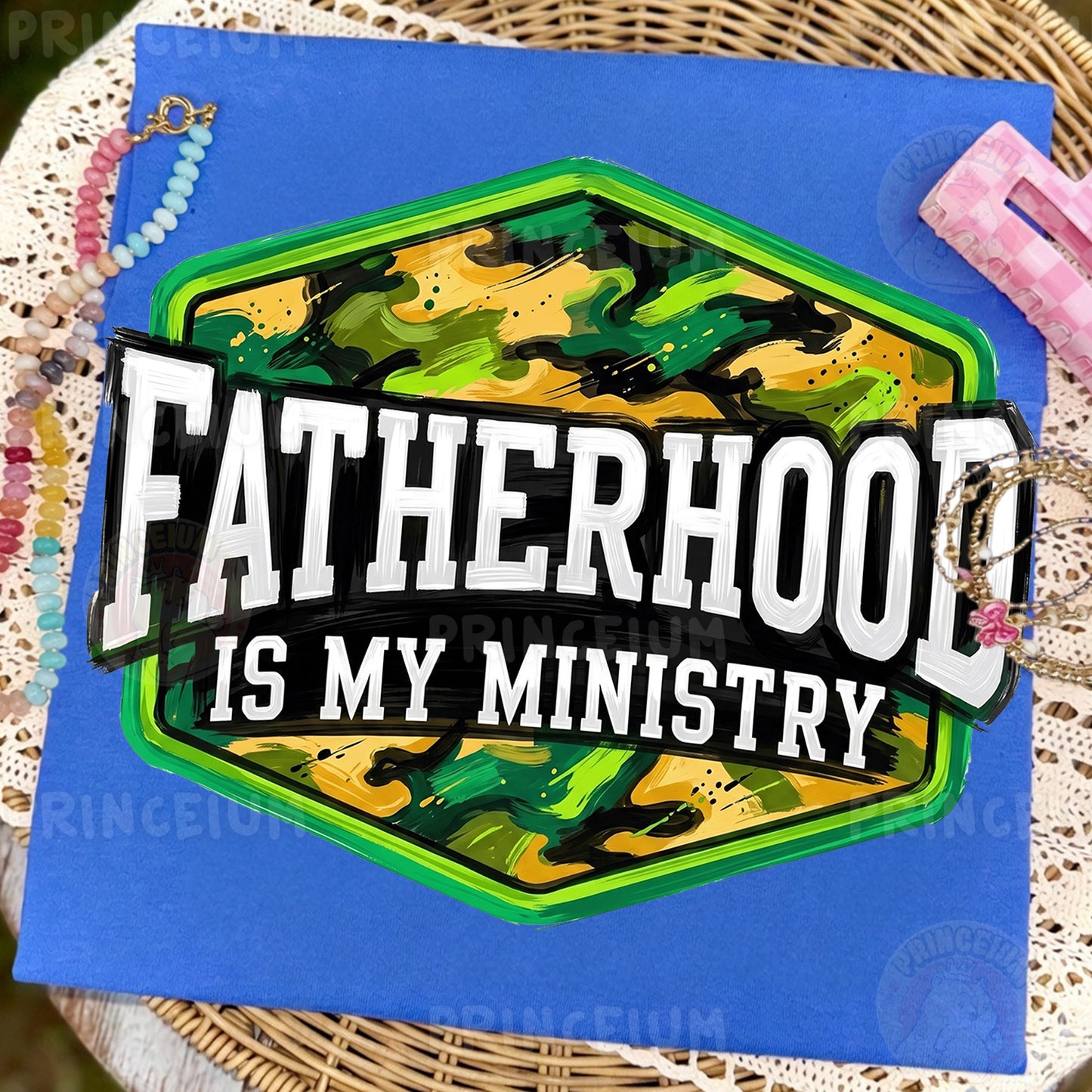 Fatherhood Is My Ministry PNG, Christian Dad Shirt Design, Camo Father’s Day Sublimation