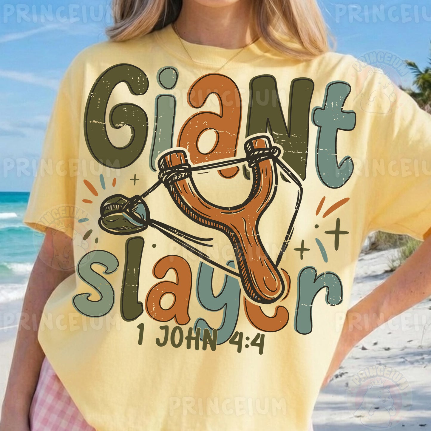 Giant Slayer Sublimation Design PNG | Christian Slingshot 1 John 4:4 Digital Download