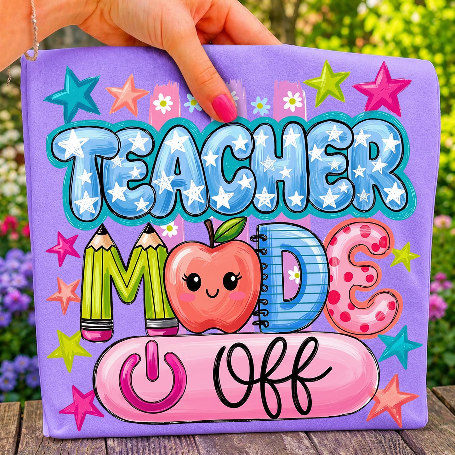 Teacher Mode On PNG, Cute Teacher Shirt Design, Back To School Graphic, Preppy Teacher Sublimation