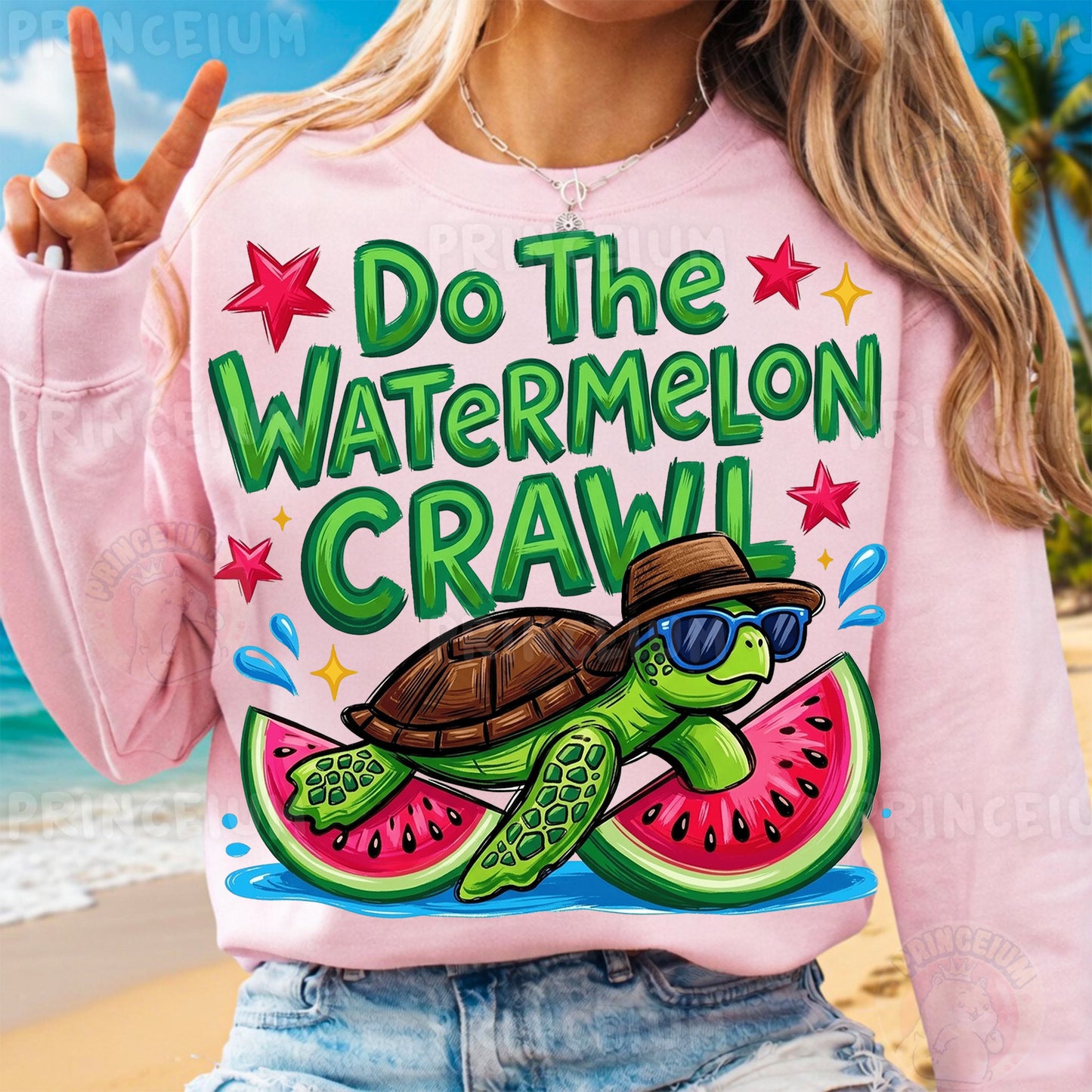 Do The Watermelon Crawl Sublimation Design PNG Turtle Watermelon Summer Digital Download